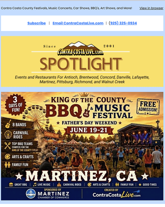 ContraCostaLive.com SPOTLIGHT newsletter, June 10, 2026