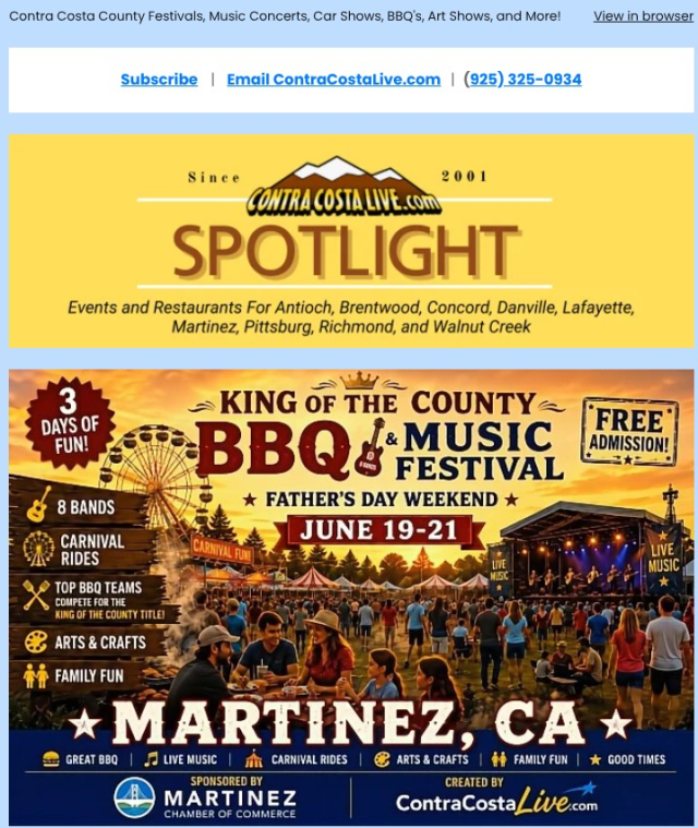 ContraCostaLive.com SPOTLIGHT newsletter, June 17, 2026