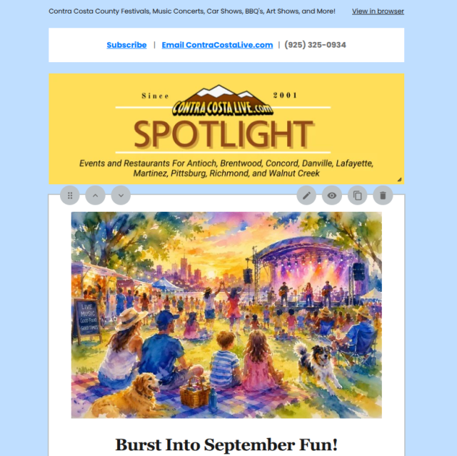 ContraCostaLive.com SPOTLIGHT newsletter, Sep 2, 2026