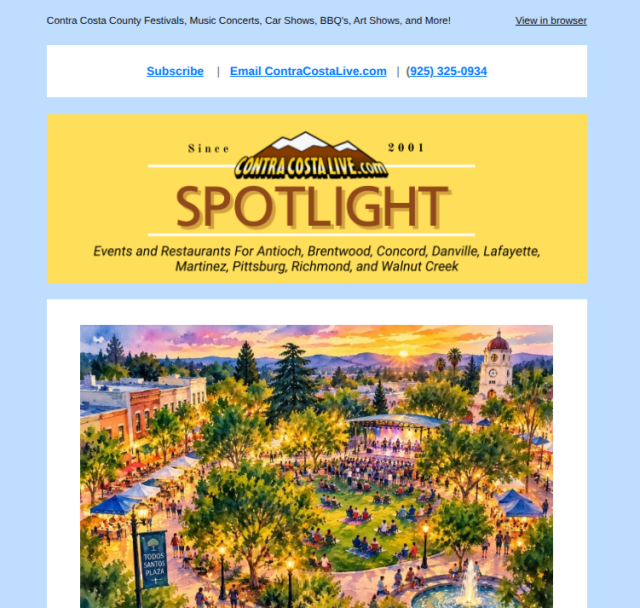 ContraCostaLive.com SPOTLIGHT newsletter, Sep 9, 2026