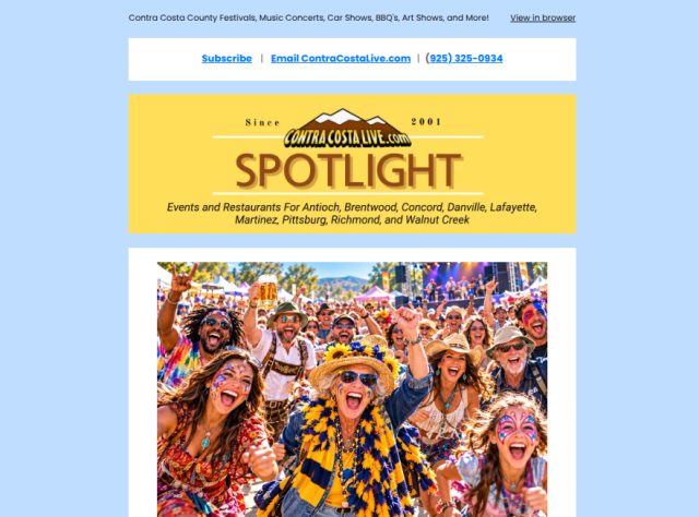 ContraCostaLive.com SPOTLIGHT newsletter, Sep 30, 2026