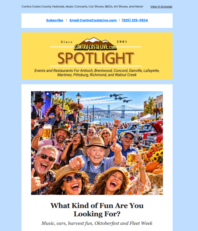 ContraCostaLive.com SPOTLIGHT newsletter, Oct 7, 2026