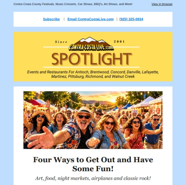 ContraCostaLive.com SPOTLIGHT newsletter, Oct 14, 2026